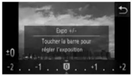 Expo +/- Toucher la barre pour régler l'exposition