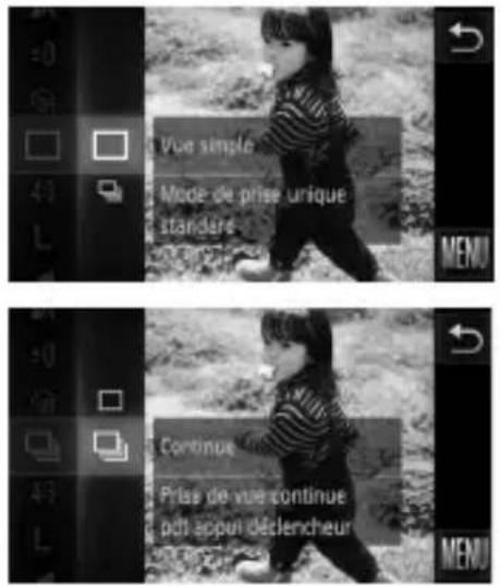Vue simple Mode de prise unique standers Continue Prise de vue continue pôt appui déclencheur