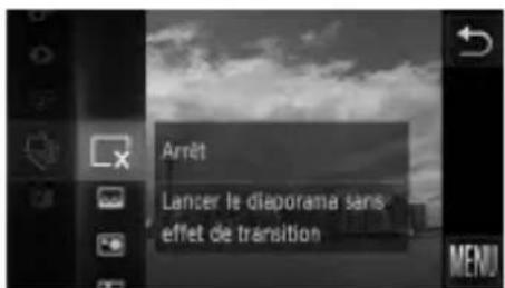 Arrêt Lancer le diaporana sans effet de transition