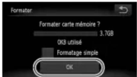 Formater Formater carte mémoire ? 3.7GB OKB utilisé Formatage simple OK