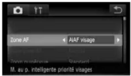 Zone AF AIAF visage M. au p. intelligerte priorité visages