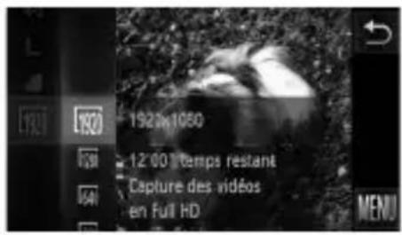 1920 1920x1050 12:00 temps restant Capture des vidéos en Full HD MENU