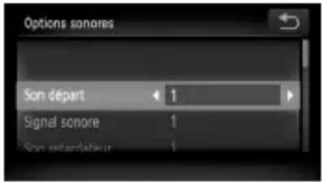 Options sonores Son départ 1 Signal sonore 1 Son set out location 1