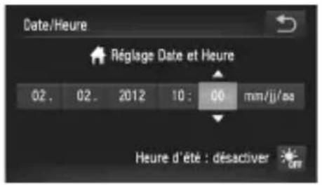 Date/Heure Réglage Date et Heure 02. 02. 2012 10: 00 mm/jj/ss Heure d'été : désactiver