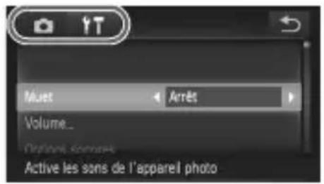 Muez Arrès Volume... Options, comments Active les sons de l'appareil photo