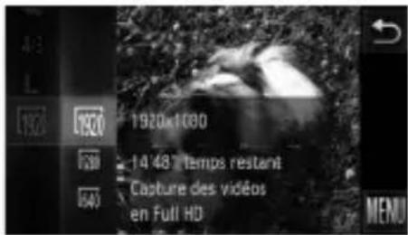 43 L 1920 1920 1920x1000 14 48 Temps restant Capture des vidéos en Full HD MENU