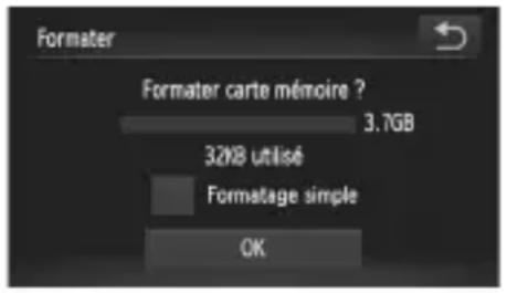 Formater Formater carte mémoire ? 3.7GB 32MB utilise Formatage simple OK