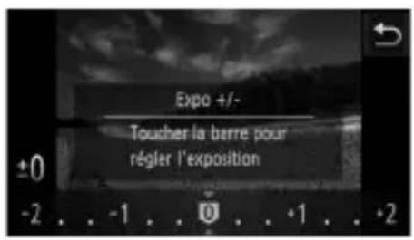 Expo +/- Toucher la berre pour régler l'exposition