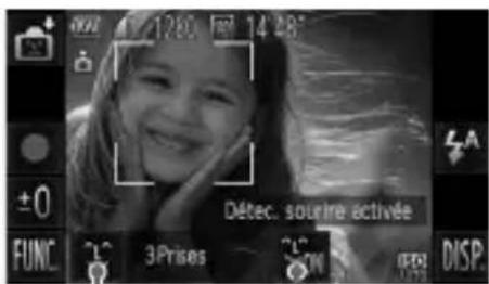 1280 14 26° ±0 Détéc. sourire activée FUNC. 3Prises DISP.