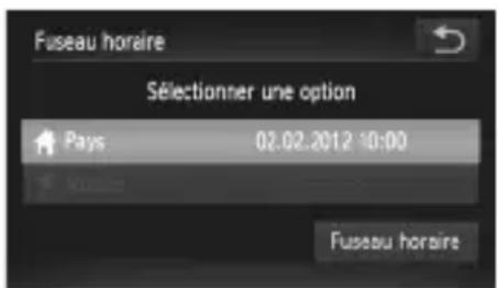 Fuseau horaire Sélectionner une option Pays 02.02.2012 10:00 Fuseau horaire
