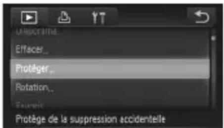 L'ÉMOCHAM Effacer... Protéger... Rotation... Protège de la suppression accidentelle