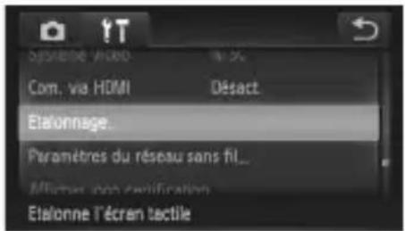 Com. via HDMI Étalonnage... Paramètres du réseau sans fil... Mômes sans certification Etalonne T'écran tactile