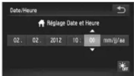 Data/Heure Réglage Date et Heure 02. 02. 2012 10: 00 mm/jj/aa