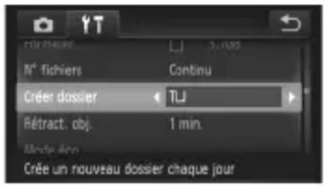 N° fichiers Continu Créer dossier TJ Rétract. obj. 1 min. Made d'un Crée un nouveau dossier chaque jour