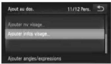 Ajout au dos. 11/12 Pers. Ajouter mv visage... Ajouter infos visage... Ajouter angles/expressions