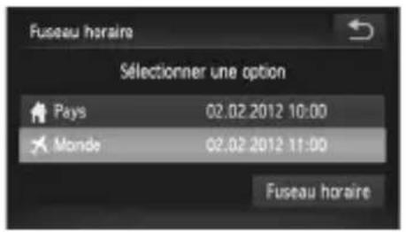 Fuseau horaire Sélectionner une option Pays 02.02.2012 10:00 Monde 02.02.2012 11:00 Fuseau horaire