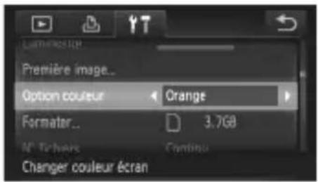 Première image... Option couleur Orange Formater... 3.7GB N° Trichers Changer couleur écran