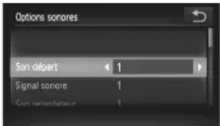 Options sonores Son départ 1 Signal sonore 1 Son return on account 1