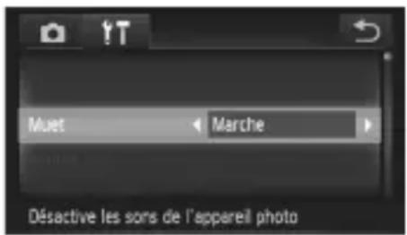 Muet Marche Désactive les sons de l'appareil photo