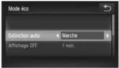Mode 6co Extinction auto Marche Affichage OFF 1 min.