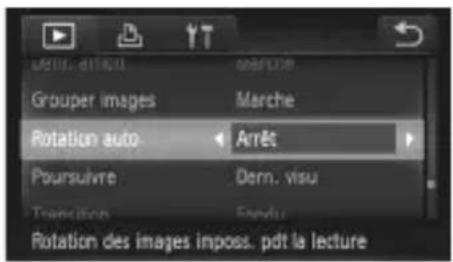 Jenis, attribui Grouper images Balance Rotation auto. Arrêt Poursuivre Dern. visu Transition Enugu Rotation des images impose. pdt la lecture