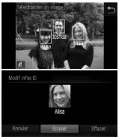 Sélectionner un visage Hana Joshua Alsa Modif infos ID Alsa Annuler Ecraser Effacer