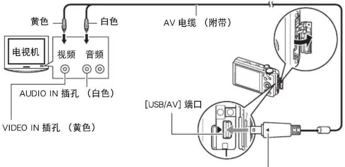 CASIO Exilim EX-H35 - 用相机附带的 AV 电缆将相机连接到电视机。 - 1