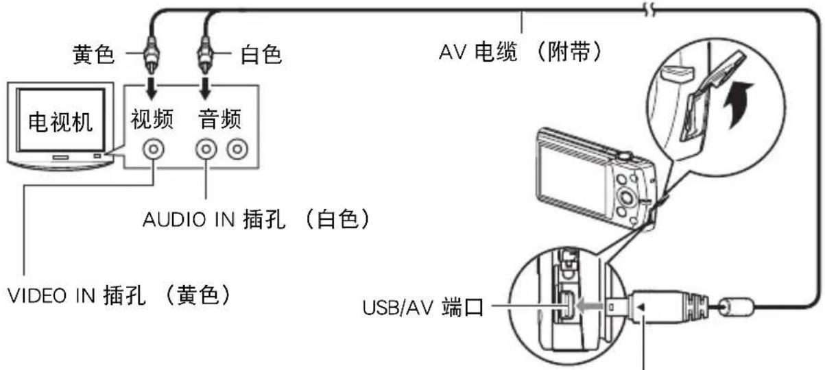 CASIO Exilim EX-S300 - 用相机附带的 AV 电缆将相机连接到电视机。 - 1