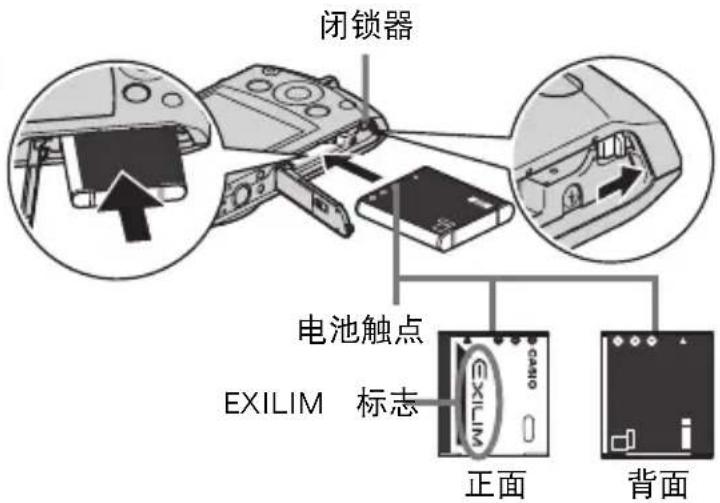 闭锁器 电池触点 EXILIM 标志 正面 背面