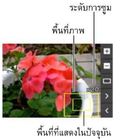 ระดับการซุม พื้นที่ภาพ 20 + - > < พื้นที่ที่แสดงในปัจจุบัน