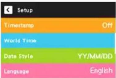 Setup Timestamp Off World Time Date Style YY/MM/DD Language English