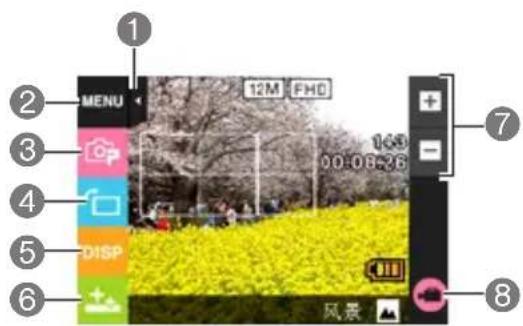 1 2 MENU 12M FHO 3 4 5 DISP 6 7 00:08:26 风景