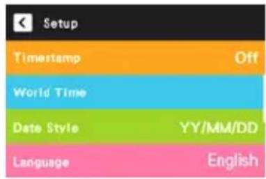 Setup Timestamp Off World Time Date Style YY/MM/DD Language English