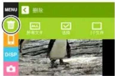 MENU 删除 所有文件 选择 个文件 DISP