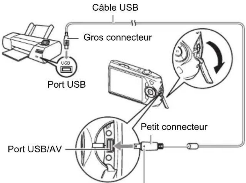 Câble USB Gros connecteur Port USB Port USB/AV Petit connecteur
