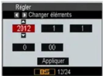 Régler Changer éléments 2012 1 1 0 00 Appliquer BS 12/24