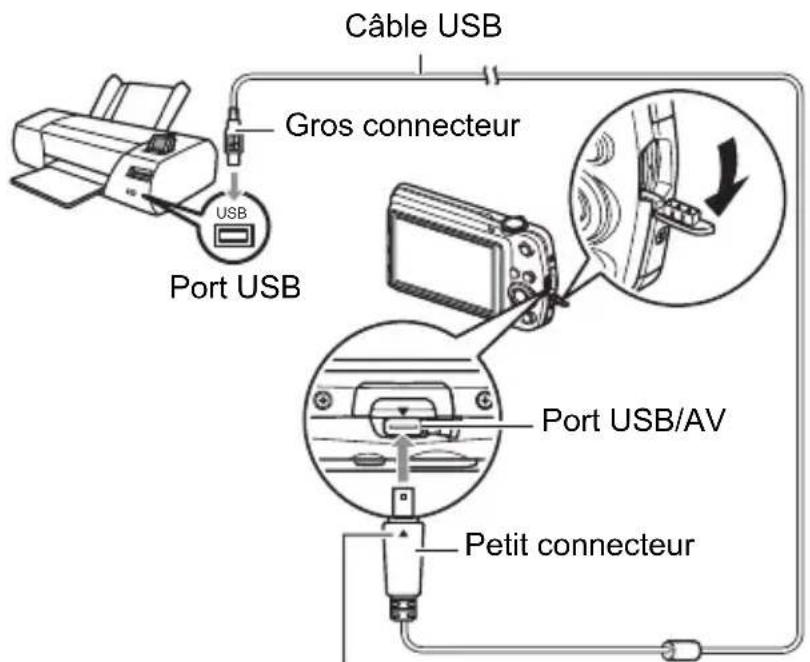 Câble USB Gros connecteur Port USB Port USB/AV Petit connecteur