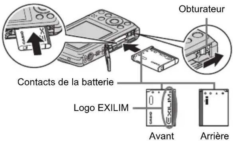 Obturateur Contacts de la batterie Logo EXILIM Avant Arrière