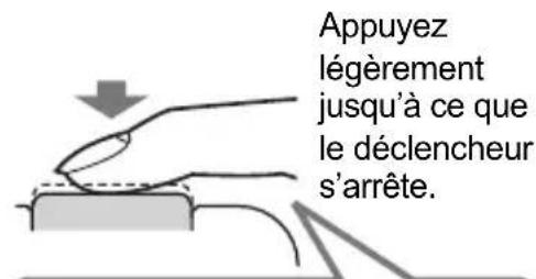 Appuyez légèrement jusqu'à ce que le déclencheur s'arrête.