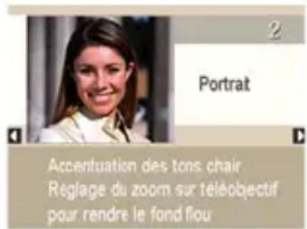 2 Portrait Accentuation des tons chair Réglage du zoom sur téléobjectif pour rendre le fond flou