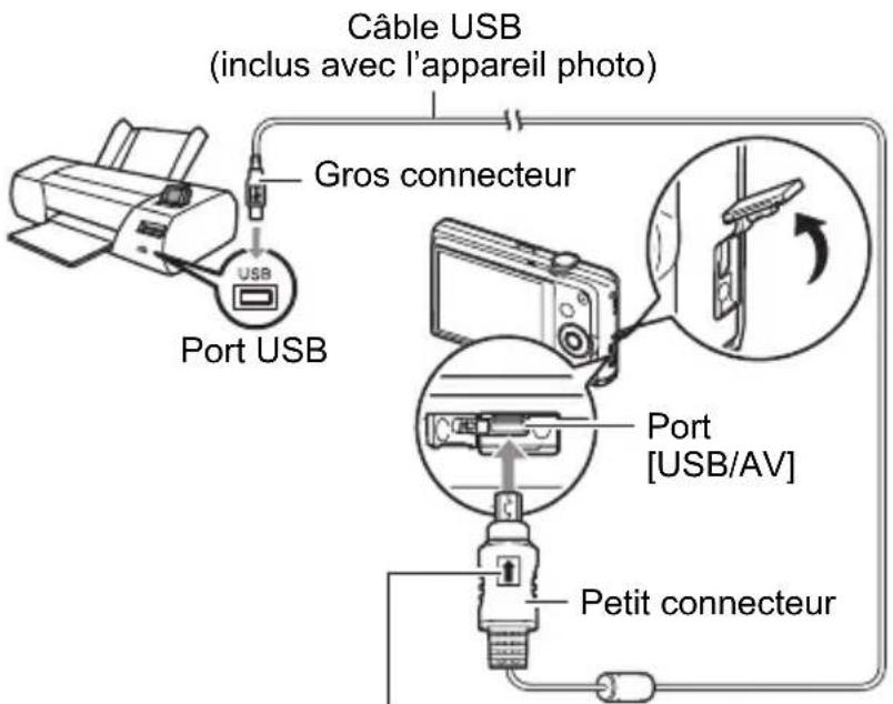 Câble USB (inclus avec l'appareil photo) Port USB Gros connecteur Port [USB/AV] Petit connecteur