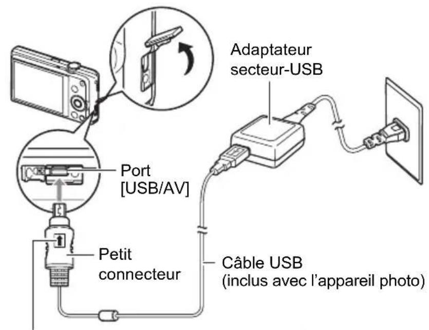 Adaptateur secteur-USB Port [USB/AV] Petit connecteur Câble USB (inclus avec l'appareil photo)