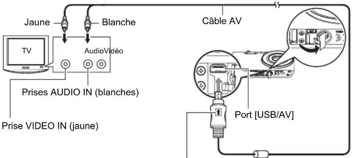 Jaune Blanche Câble AV TV AudioVidéo Prises AUDIO IN (blanches) Prise VIDEO IN (jaune) Port [USB/AV]