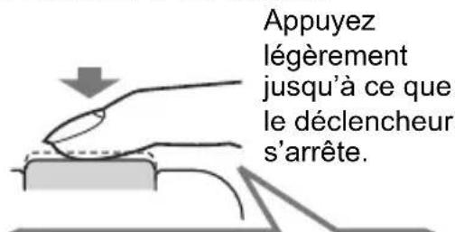 Appuyez légèrement jusqu'à ce que le déclencheur s'arrête.