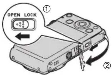 CASIO Exilim EX-Z690 - Ouvrez le couvercle de batterie. - 1