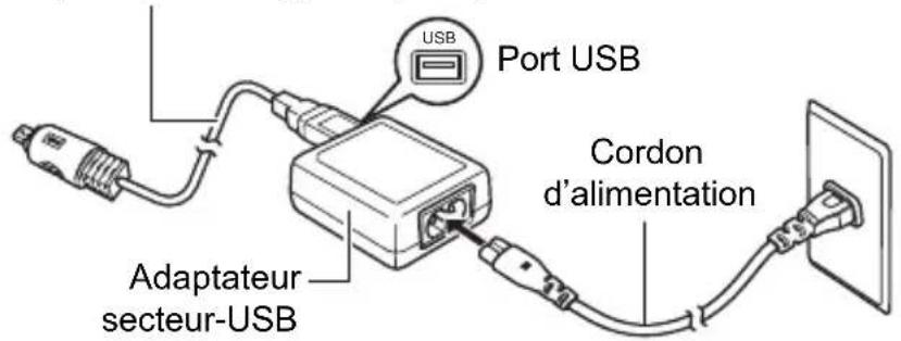 USB Port USB Cordon d'alimentation Adaptateur secteur-USB