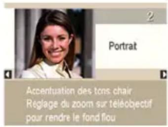 2 Portrait Accentuation des tons chair Réglage du zoom sur téléobjectif pour rendre le fond flou