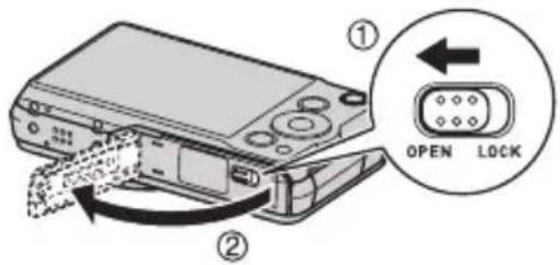 CASIO Exilim EX-ZR15 - Ouvrez le couvercle de batterie. - 1