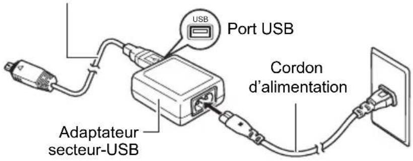 USB Port USB Cordon d'alimentation Adaptateur secteur-USB