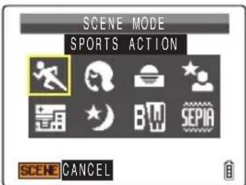 SCENE MODE SPORTS ACTION SCENE CANCEL